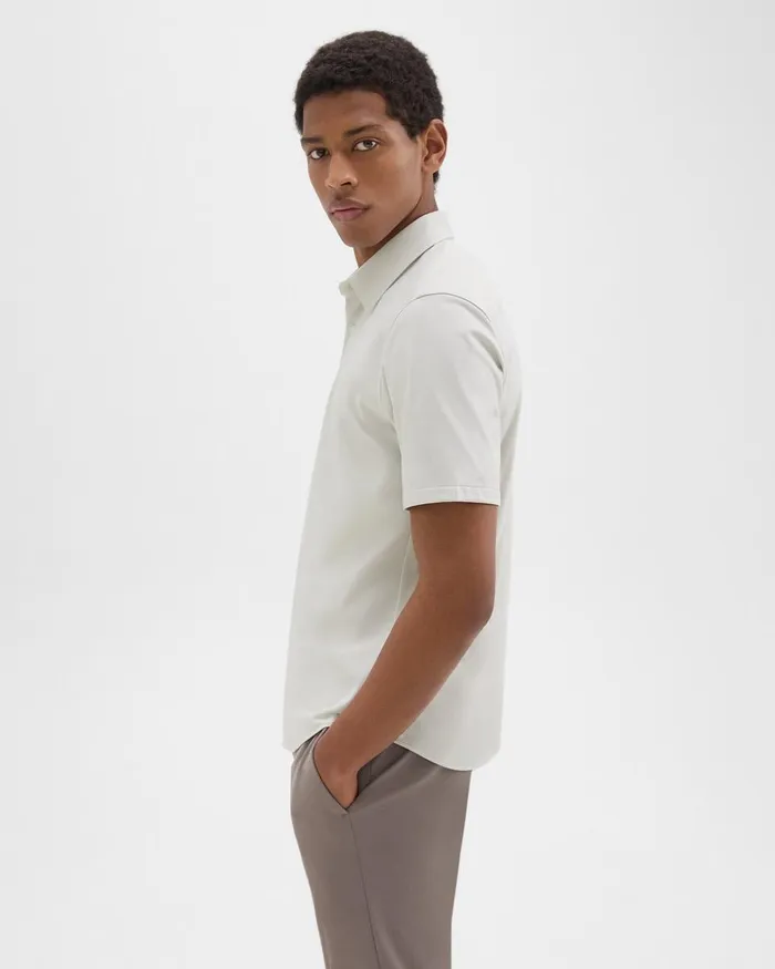 Men Theory Shirts Irving ShortSleeve Shirt In Structure Knit Limestone