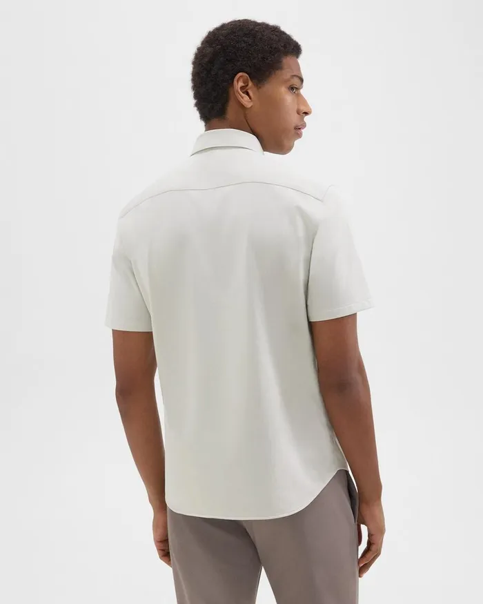 Men Theory Shirts Irving ShortSleeve Shirt In Structure Knit Limestone