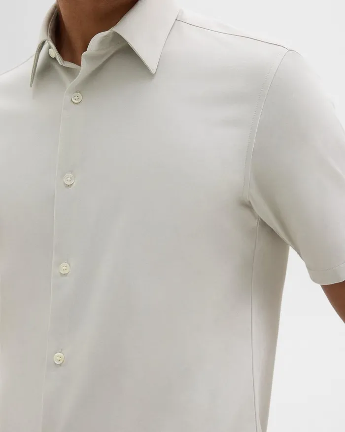 Men Theory Shirts Irving ShortSleeve Shirt In Structure Knit Limestone