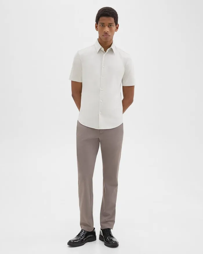 Men Theory Shirts Irving ShortSleeve Shirt In Structure Knit Limestone