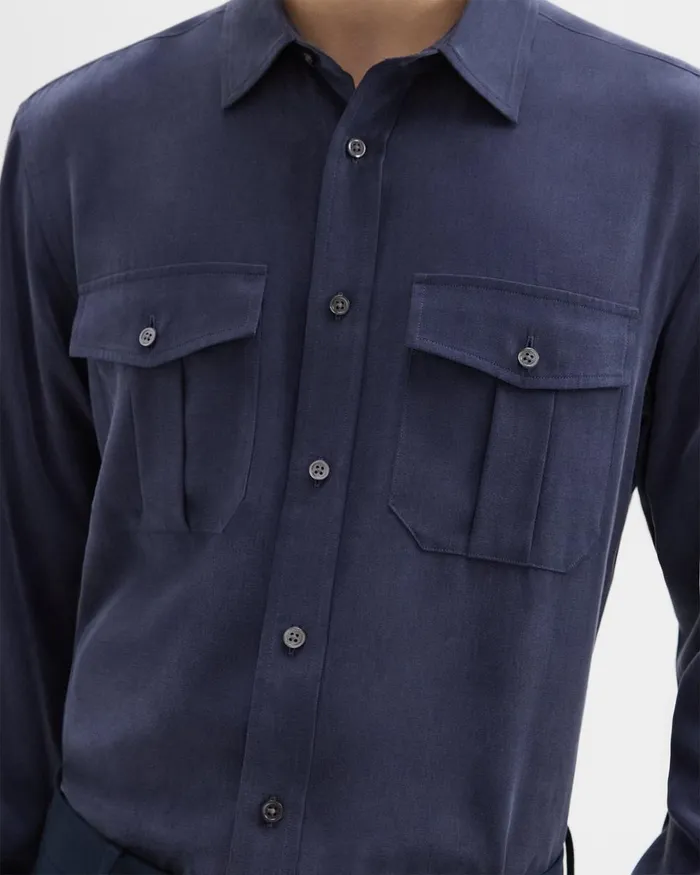 Men Theory Shirts Military Shirt In Fluid Twill Baltic