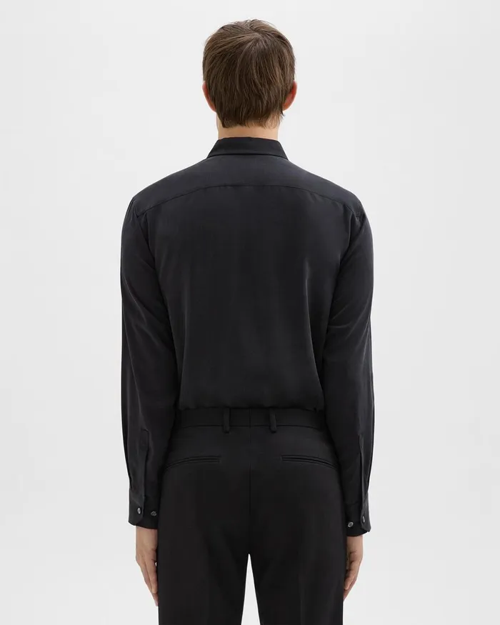 Men Theory Shirts Military Shirt In Fluid Twill Black