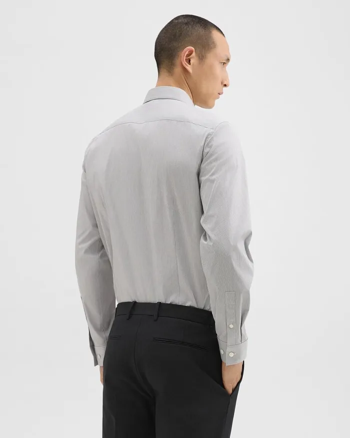 Men Theory Shirts Sylvain Shirt In Checked Poplin Blackwhite