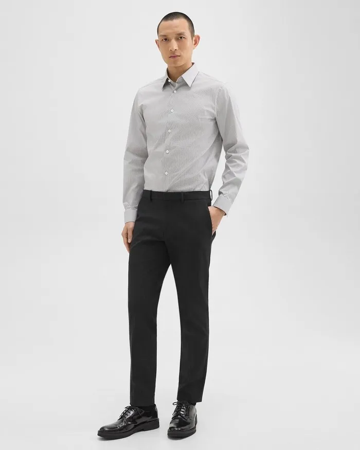 Men Theory Shirts Sylvain Shirt In Checked Poplin Blackwhite
