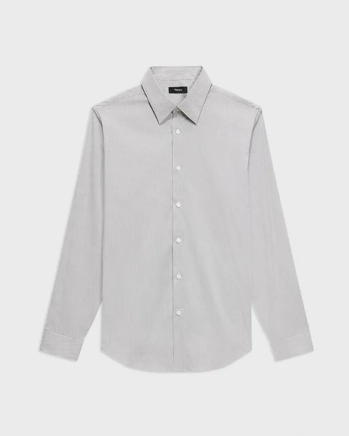 Men Theory Shirts Sylvain Shirt In Checked Poplin Blackwhite