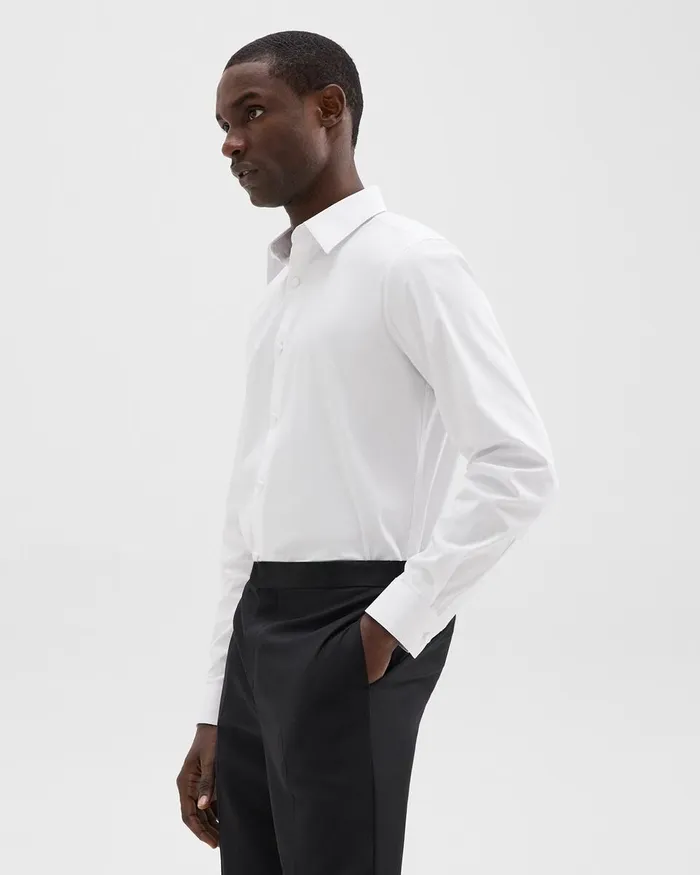 Men Theory Shirts Sylvain Shirt In Stretch CottonBlend White