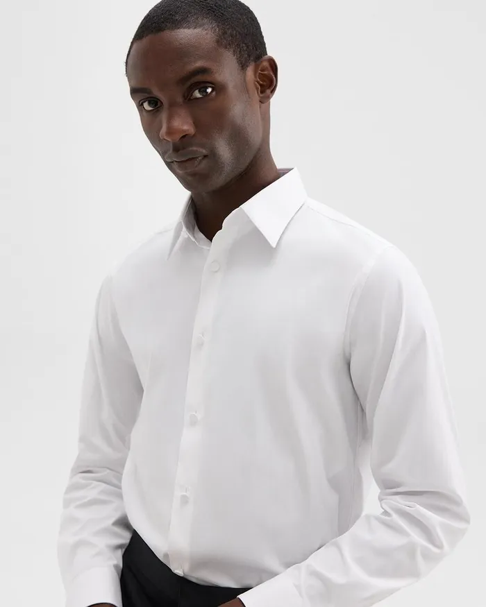 Men Theory Shirts Sylvain Shirt In Stretch CottonBlend White