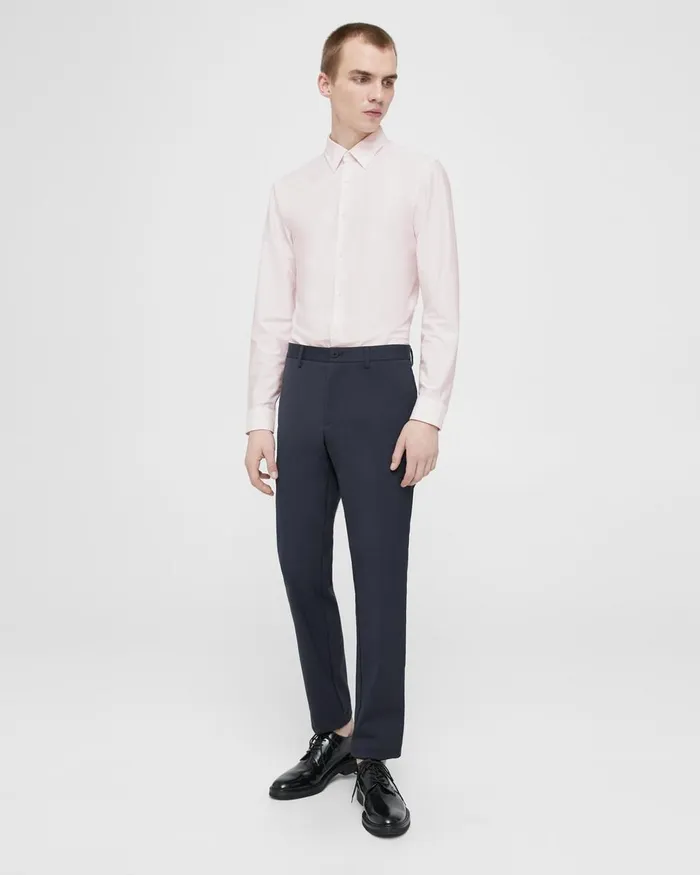 Men Theory Shirts Sylvain Shirt In Striped Cotton Blend Whitecradle Pink
