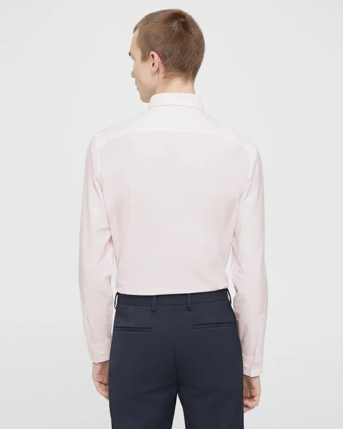 Men Theory Shirts Sylvain Shirt In Striped Cotton Blend Whitecradle Pink
