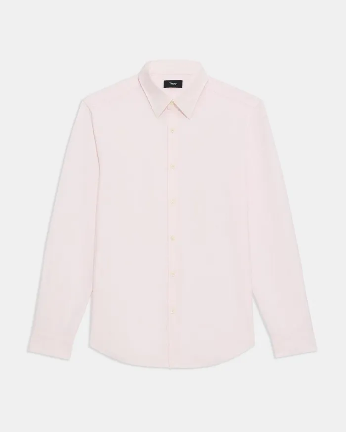 Men Theory Shirts Sylvain Shirt In Striped Cotton Blend Whitecradle Pink