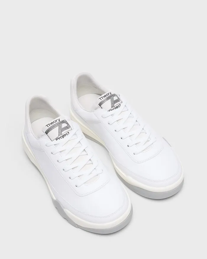 Men Theory Shoes Leather Sneaker White
