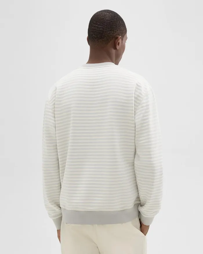 Men Theory Sweatshirts Hoodies Striped Terry Sweatshirt Ecrusilver