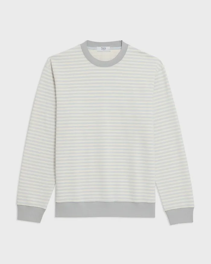 Men Theory Sweatshirts Hoodies Striped Terry Sweatshirt Ecrusilver