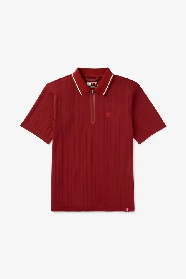 Men Tops and TShirts Fila Challenger Cable Zip Polo 600 Syrah