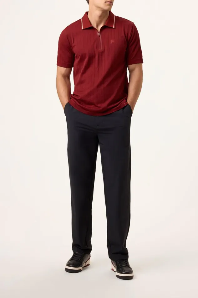 Men Tops and TShirts Fila Challenger Cable Zip Polo 600 Syrah