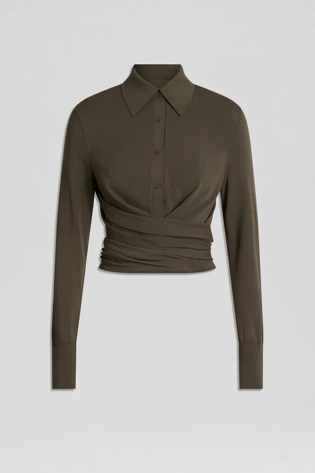 MICRO CREPE WRAP SHIRT SAFARI Women Tops Scanlan Theodore MICRO CREPE WRAP SHIRT SAFARI Women Tops Scanlan Theodore
