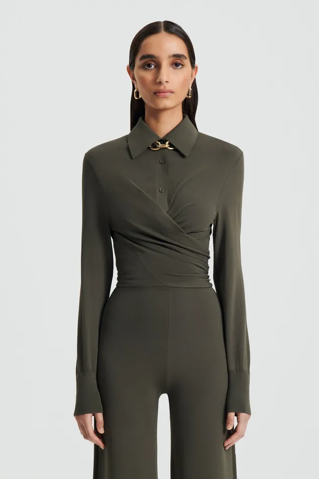 MICRO CREPE WRAP SHIRT SAFARI Women Tops Scanlan Theodore MICRO CREPE WRAP SHIRT SAFARI Women Tops Scanlan Theodore