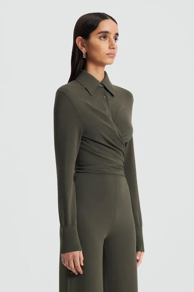 MICRO CREPE WRAP SHIRT SAFARI Women Tops Scanlan Theodore MICRO CREPE WRAP SHIRT SAFARI Women Tops Scanlan Theodore
