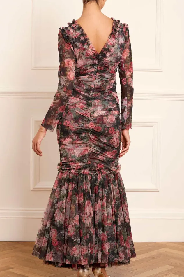 Midnight Dance Long Sleeve Ankle Gown Black Women Needle and Thread Dresses