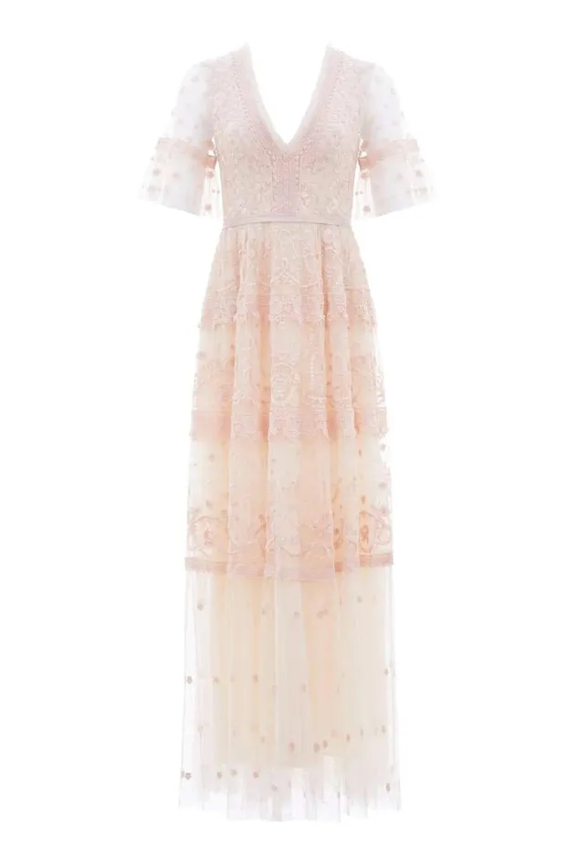 Midsummer Lace Gown Champagne Women Needle and Thread Dresses