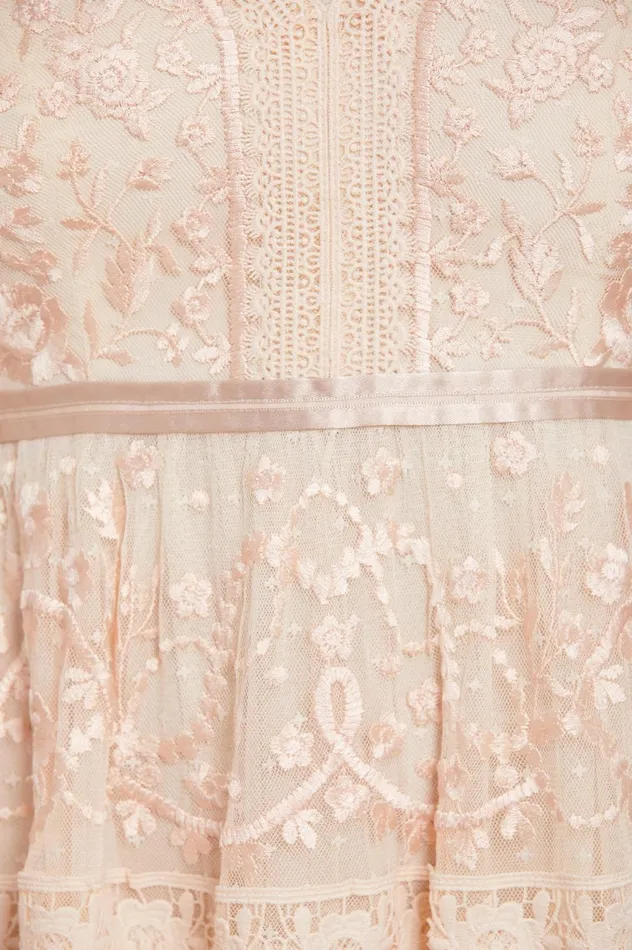 Midsummer Lace Gown Champagne Women Needle and Thread Dresses