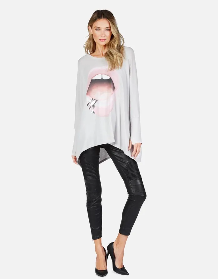 Mira X Pink Lip Piercing Cloud Women039s Lauren Moshi Long Sleeve
