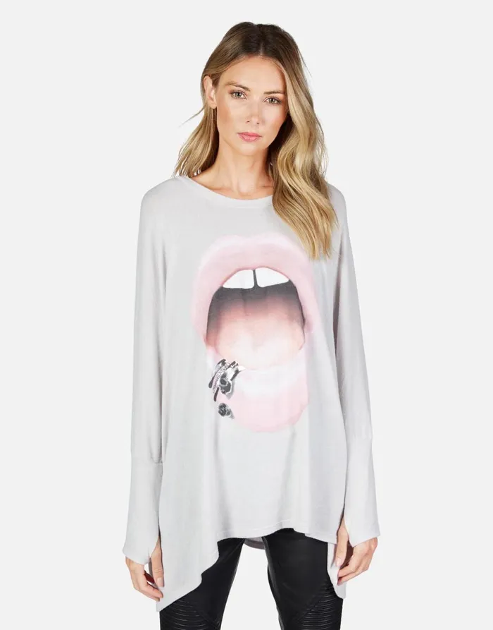 Mira X Pink Lip Piercing Cloud Women039s Lauren Moshi Long Sleeve