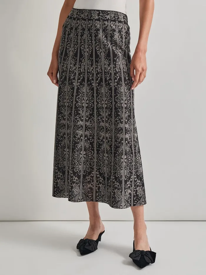 Misook ALine TwoTone Jacquard Knit Maxi Skirt Women Skirts