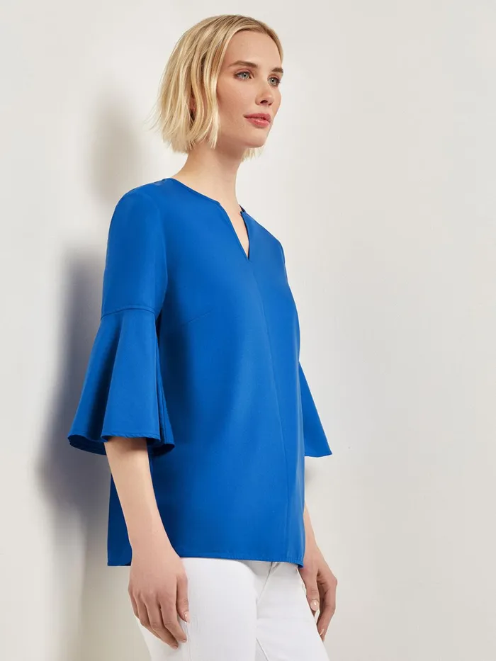 Misook Bell Sleeve Woven Blouse Women Tops and Tees