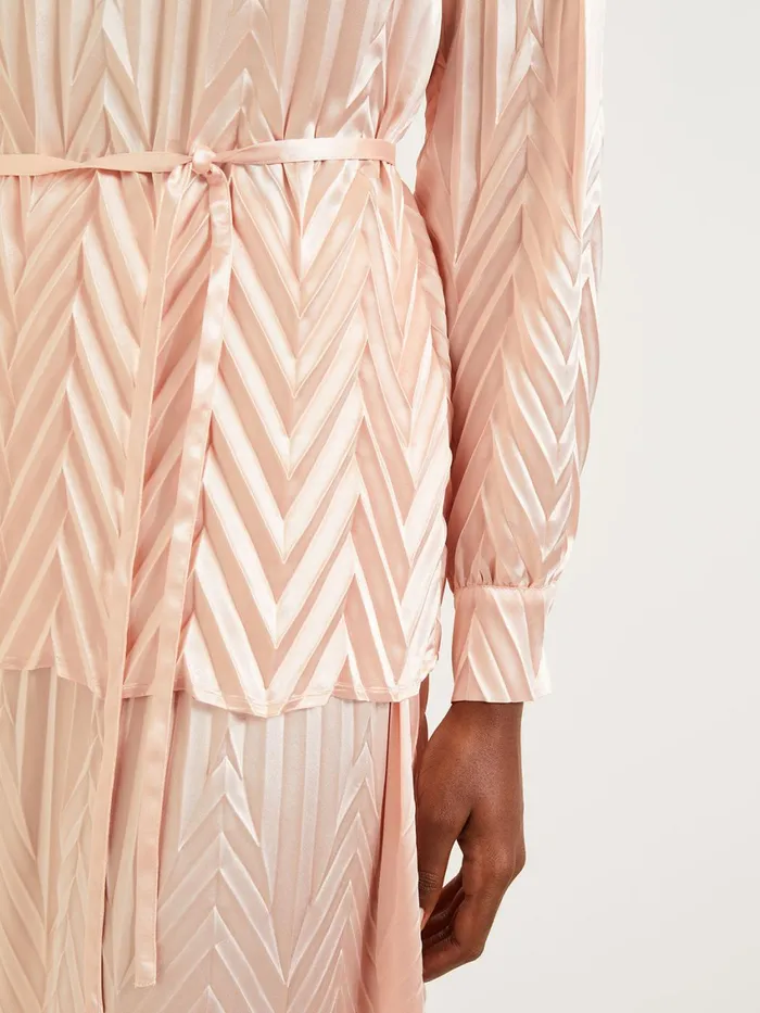 Misook Belted Blouse 8211 Chevron Textured Crepe De Chine Women Tops and Tees