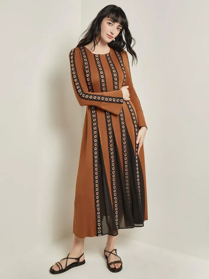 Misook Maxi ALine Dress 8211 Sheer Panel Soft Knit Women Dresses