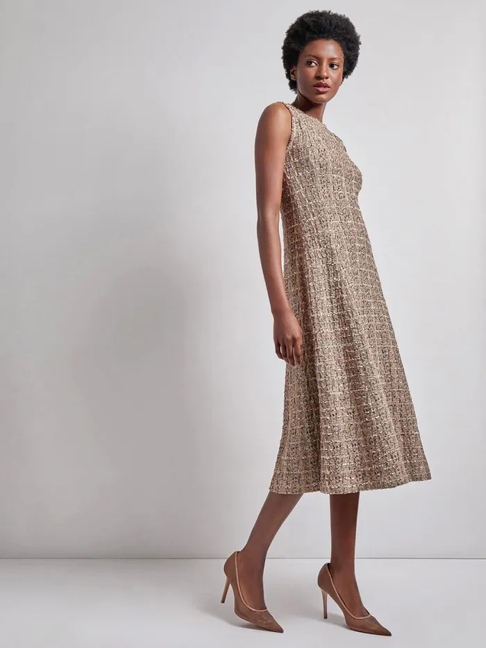 Misook Maxi Fit and Flare Tweed Knit Dress Women Dresses Misook Maxi Fit and Flare Tweed Knit Dress Women Dresses