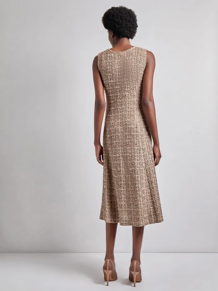Misook Maxi Fit and Flare Tweed Knit Dress Women Dresses Misook Maxi Fit and Flare Tweed Knit Dress Women Dresses
