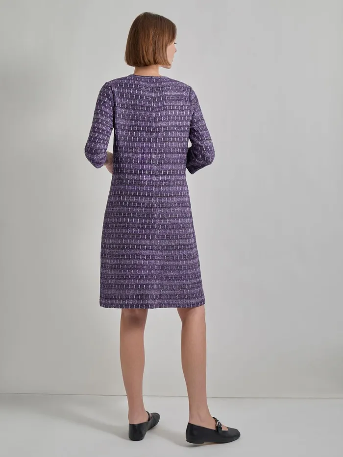 Misook Metallic Accent Tweed Knit Shift Dress Women Dresses