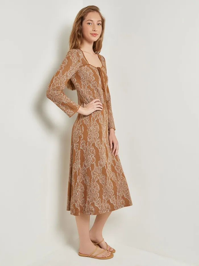 Misook Midi ALine Dress 8211 Ribbed Lurex Jacquard Knit Women Dresses