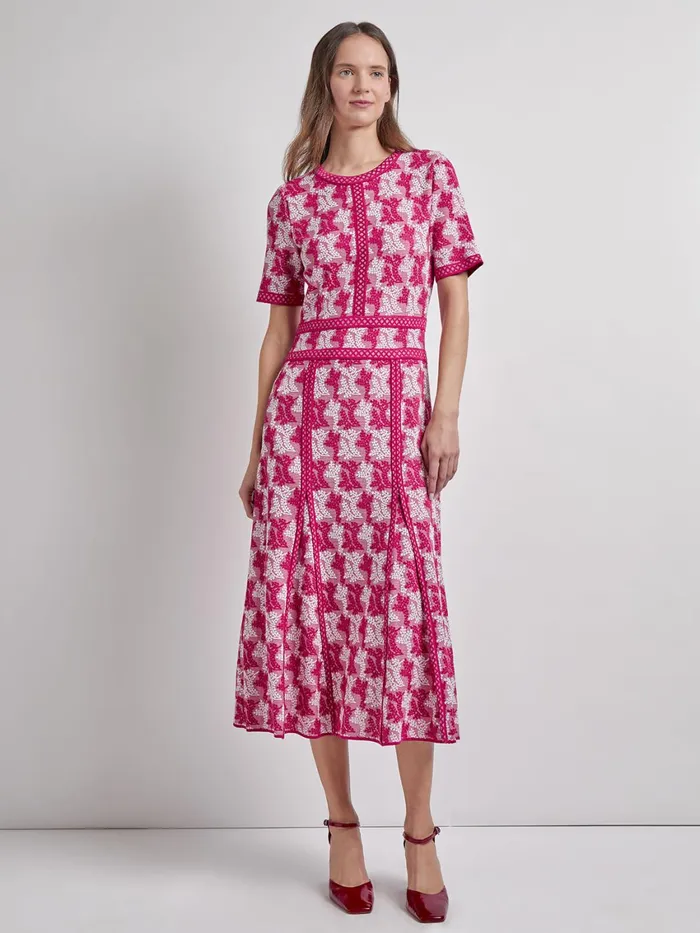Misook Modern Fit and Flare Intarsia Knit Dress Women Dresses
