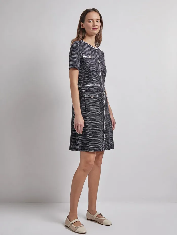 Misook Modern Fit Bold Plaid Tweed Knit Sheath Dress Women Dresses Misook Modern Fit Bold Plaid Tweed Knit Sheath Dress Women Dresses