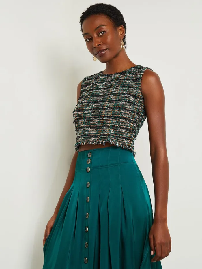 Misook Modern Fit Cropped Tweed Knit Tank Women Tops and Tees