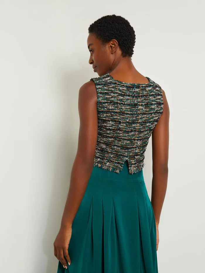 Misook Modern Fit Cropped Tweed Knit Tank Women Tops and Tees