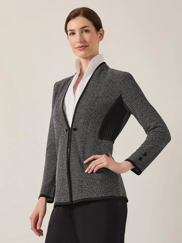 Misook Open Neck Button Detail Blazer Women Jackets and Coats