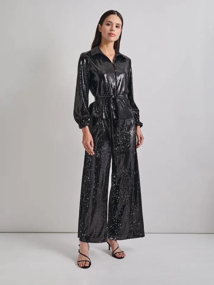 Misook Sequin Novelty Woven Wide Leg Pant Women Pants and Shorts Misook Sequin Novelty Woven Wide Leg Pant Women Pants and Shorts