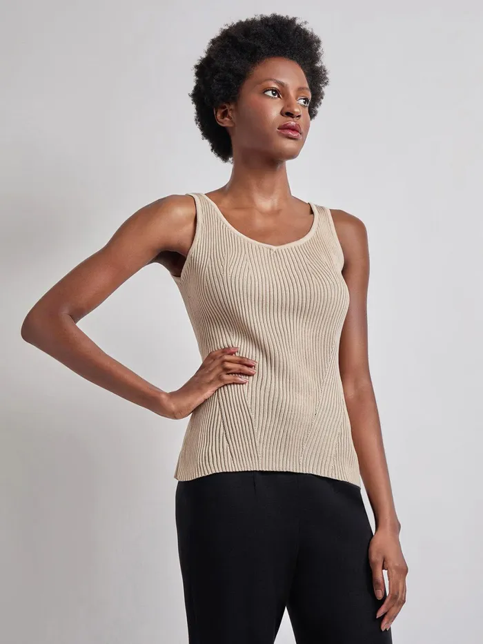 Misook Shaped Ribbed Knit VNeck Tank Women Tanks Misook Shaped Ribbed Knit VNeck Tank Women Tanks