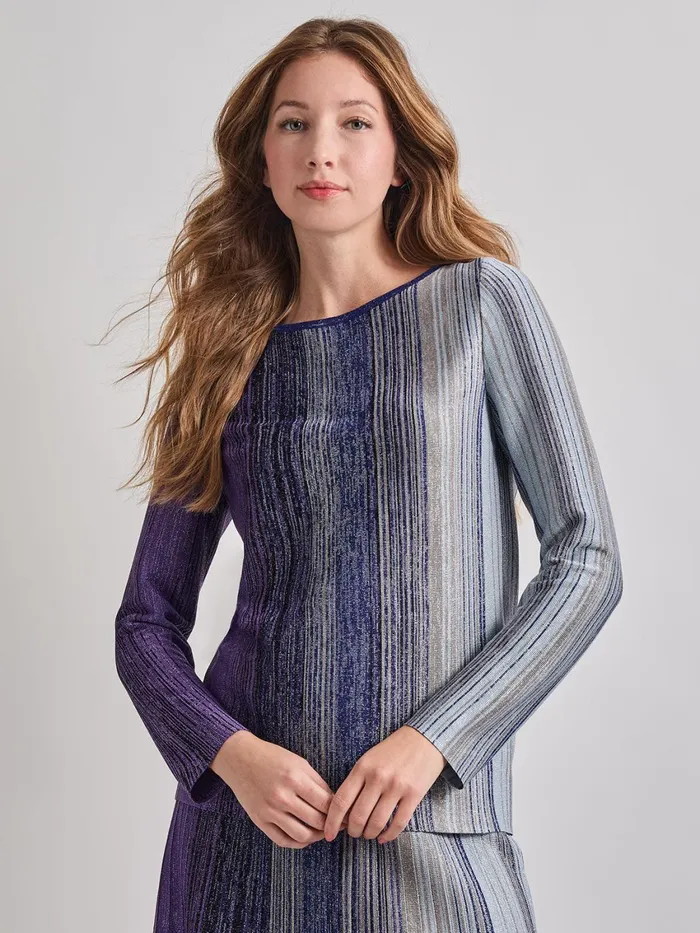 Misook Shimmer Lurex Knit Tunic Women Tops and Tees