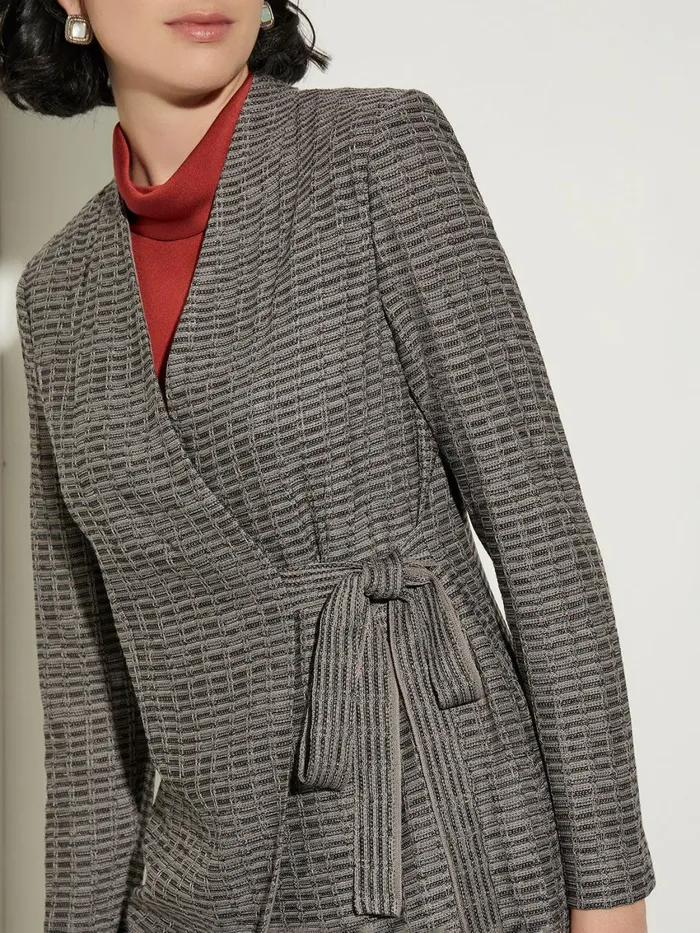 Misook Tailored Fit Tweed Side Tie Knit Blazer Women Jackets and Coats