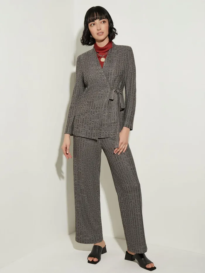 Misook Tailored Fit Tweed Side Tie Knit Blazer Women Jackets and Coats