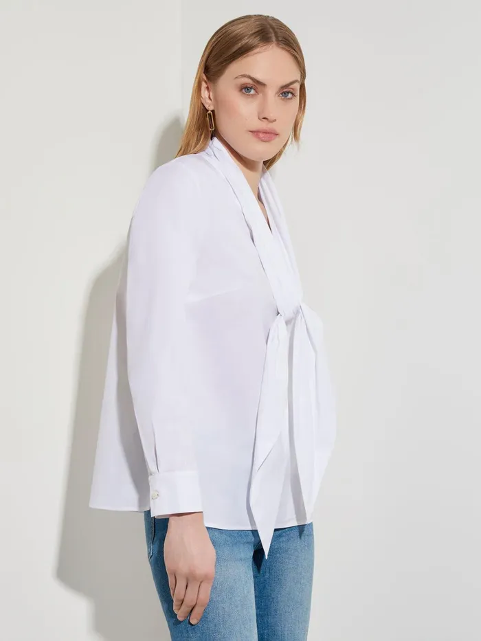 Misook TieNeck Cotton Poplin Blouse Women Blouses and Shirts