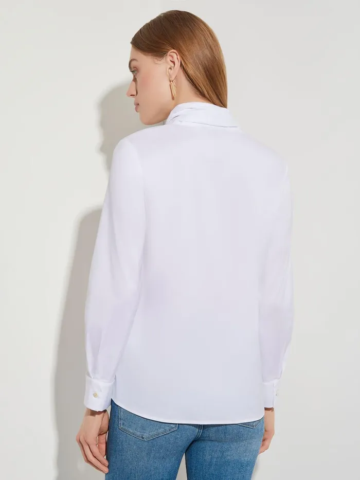 Misook TieNeck Cotton Poplin Blouse Women Blouses and Shirts