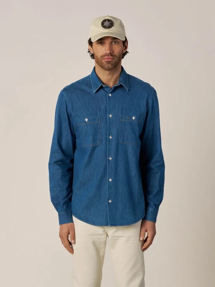 MMGGibson Spring Denim Shirt Blue Denim Men Shirts MOS MOSH