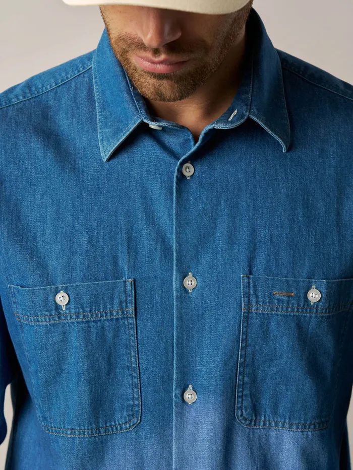 MMGGibson Spring Denim Shirt Blue Denim Men Shirts MOS MOSH MMGGibson Spring Denim Shirt Blue Denim Men Shirts MOS MOSH