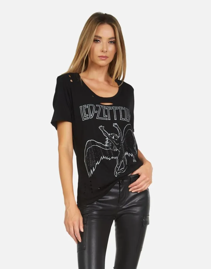 Myra Led Zeppelin Outline Black Women039s Lauren Moshi Short Sleeve